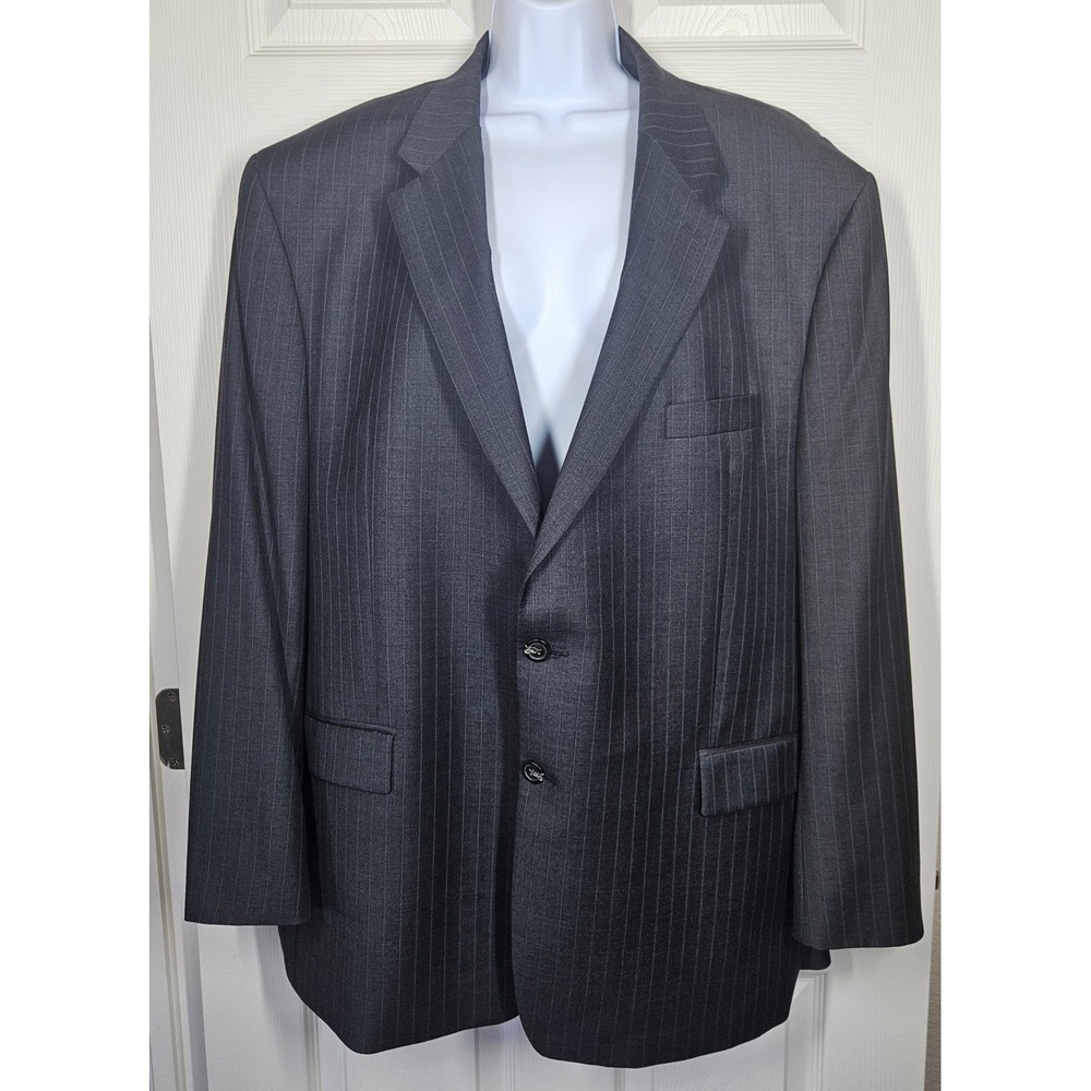 VTG Lauren Ralph Lauren Wool Pinstripe Suit Jacket Blazer Men 50R Union Made 90s